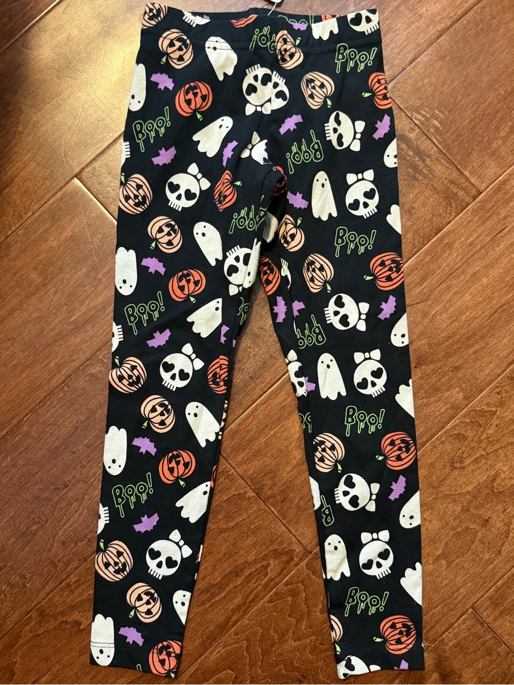 Girls 4T-5T XS Halloween Ankle Leggings Ghost Skull Cotton Stretch NWT